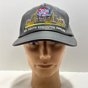 Ledcor Black Embroidered Leather Cap - Nul South Edmonton Pipeline Trucker Hat